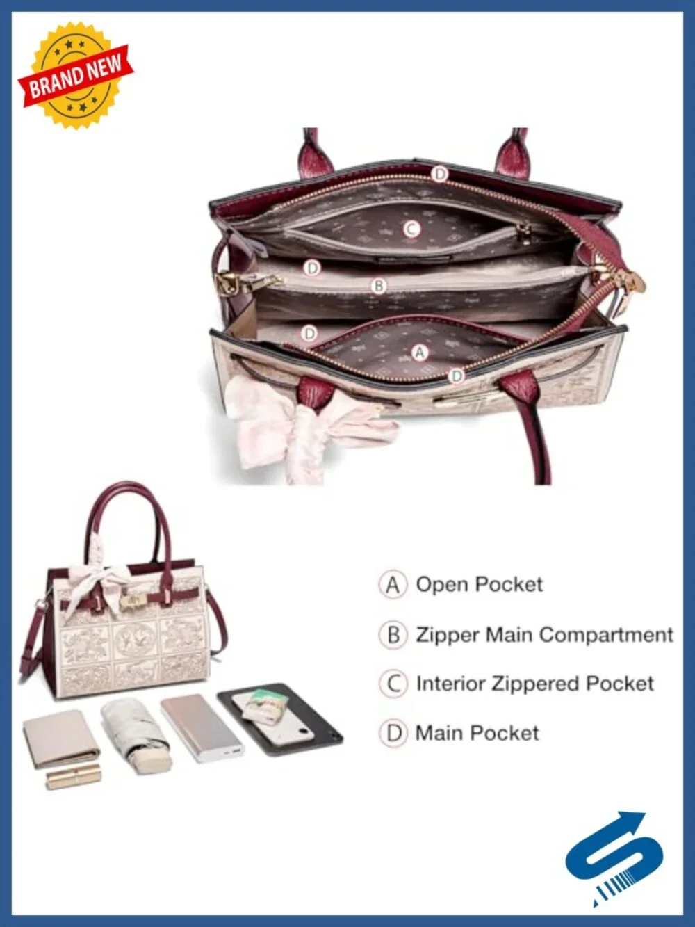 Medium Vintage Satchel Handbag Top-Handle Tote Cowhide Leather Crossbody Bag